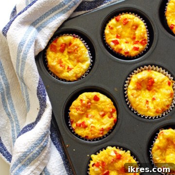 Savory Egg Bites 4 Egg Muffins baked in a muffin tin, ready to be enjoyed.