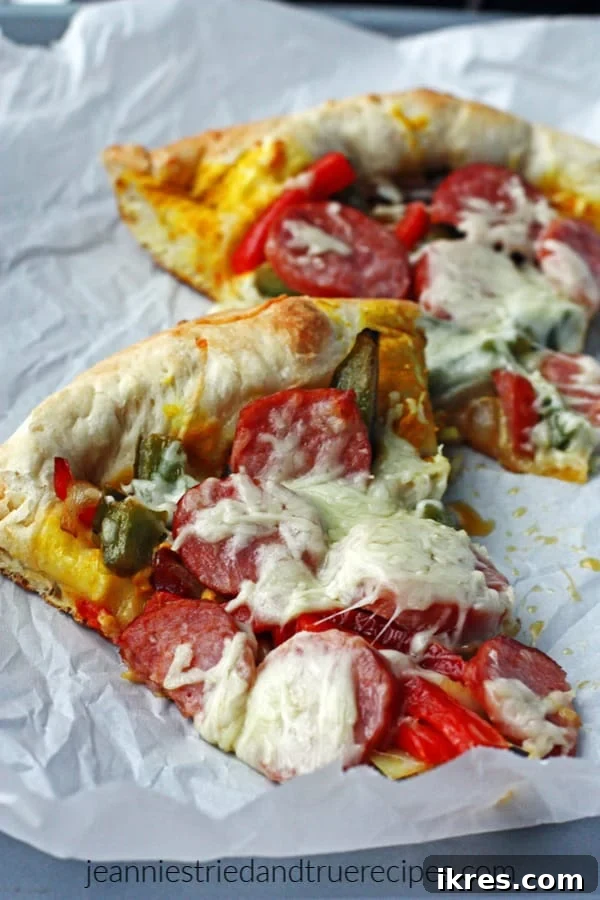 Supreme Pizza Perfection 2 Slices of Supreme Pizza on parchment paper