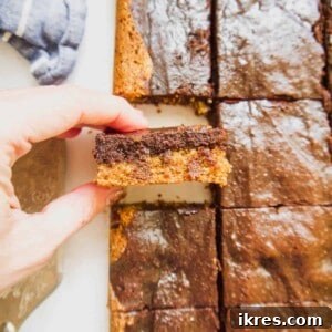 A healthy brookie bar in one's hands.
