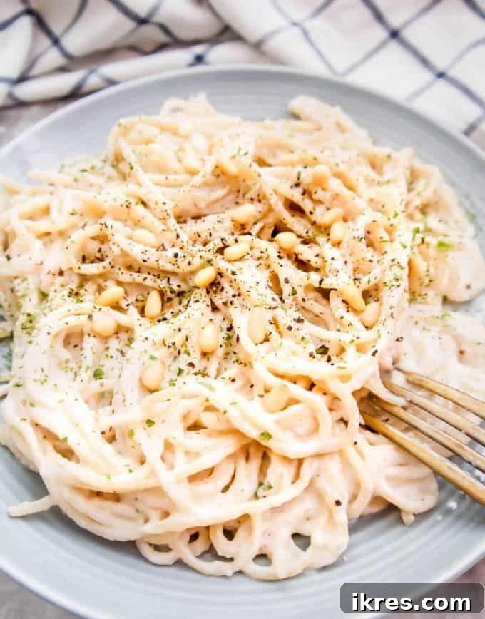 Silky Dairy Free Cauliflower Pine Nut Sauce Paleo Whole30 2 Creamy Dairy-Free Cauliflower Pine Nut Sauce for Paleo & Whole30 diets