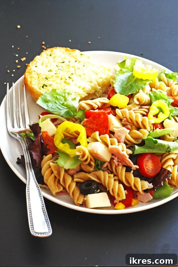 Italian Feast Pasta Salad 5 Bowl of Antipasto Pasta Salad with Balsamic Vinaigrette.