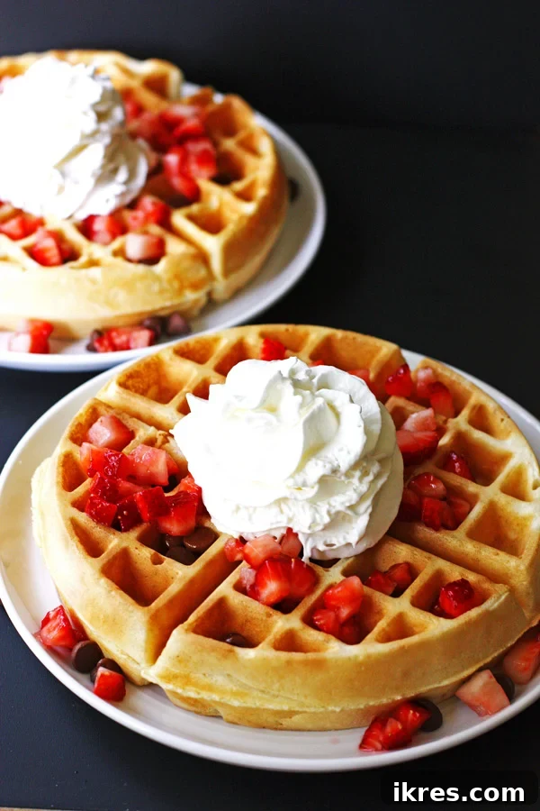 Fluffy Homemade Belgian Waffles 2 Belgian Waffles
