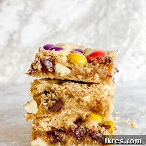 Gluten Free Cookie Bars stacked on top of each other.
