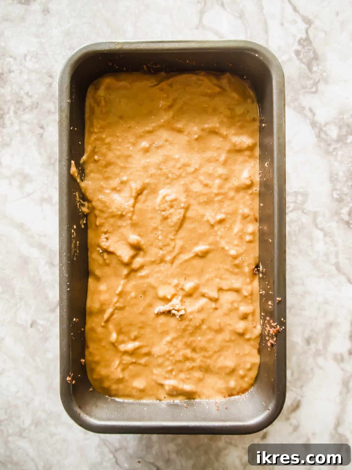 Paleo Gluten-Free Cinnamon Swirl Banana Bread Coffee Cake 6 Gluten free banana bread layered with streusel before baking.