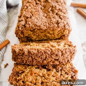 Coffee cake banana bread sliced warm out of the oven.