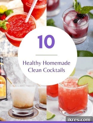 Assortment of vibrant healthy homemade cocktails with fresh ingredients like citrus, berries, and herbs