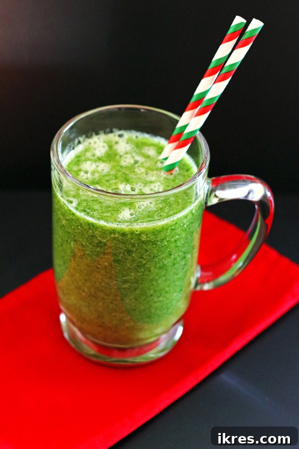 Grinchy Green Smoothie - A vibrant green smoothie for healthy holiday balance.