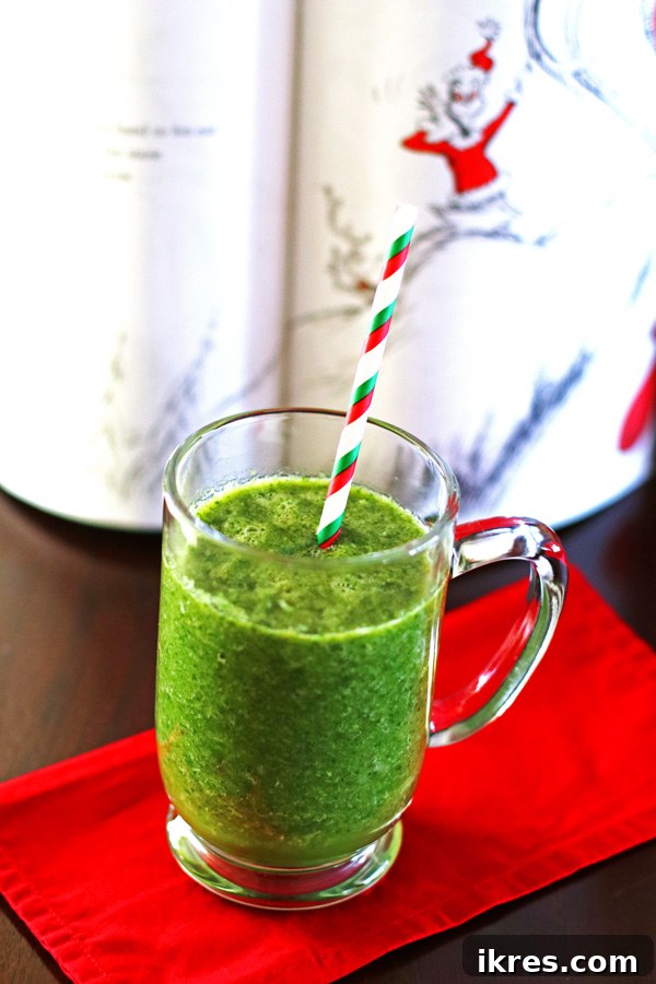 Grinchy Green Smoothie with a Grinch drawing