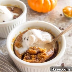 Pumpkin Chocolate Chip Cookie in a Mug (Paleo, Gluten-free, Dairy-free)