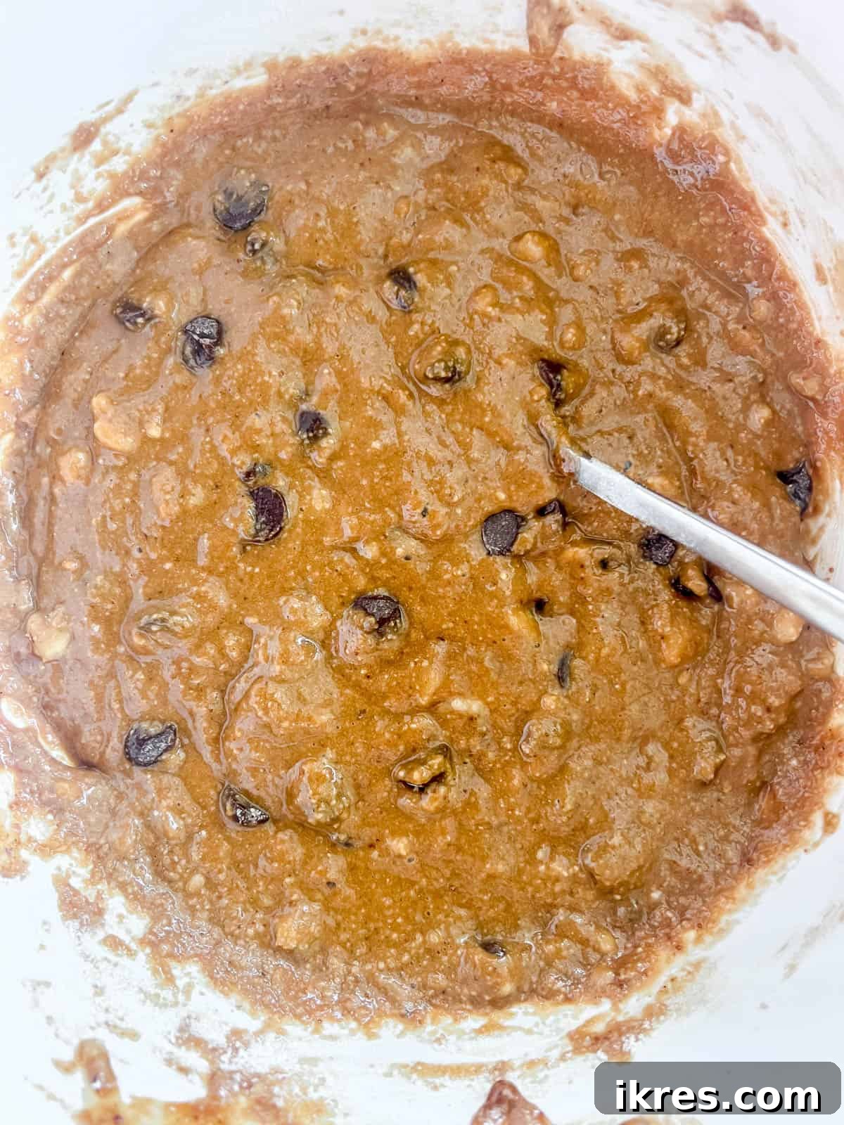 Decadent Espresso Chocolate Chip Banana Bread Paleo Gluten Free Dairy Free 8 Espresso chocolate chip banana bread batter ready for baking.