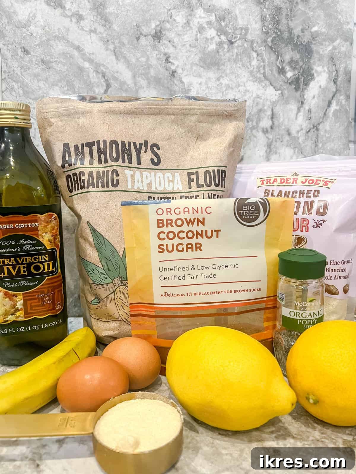 Zesty Paleo Lemon Poppy Seed Banana Bread 4 All the dry and wet ingredients laid out for making the lemon poppy seed banana bread.