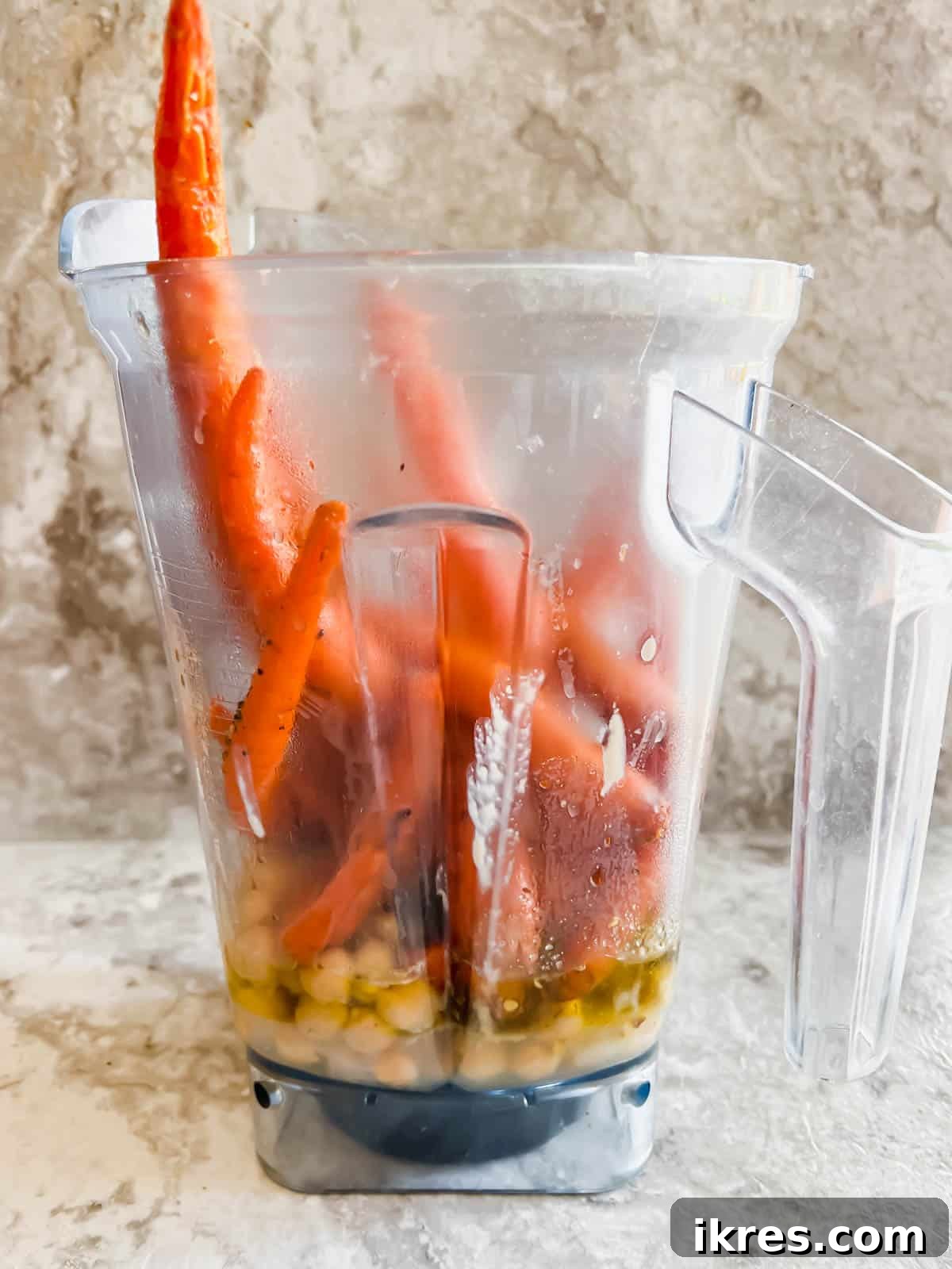 All ingredients in a blender prior to blending.