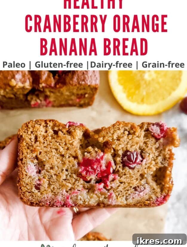 Wholesome Cranberry Orange Banana Loaf Dairy Free Gluten Free 8 Close-up of Cranberry Orange Banana Bread slice