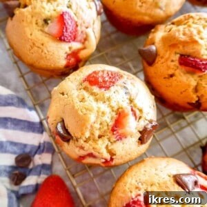up close view of strawberry chocolate muffins