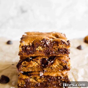 Golden Yolk Almond Chocolate Bars 11 Almond Flour Egg Yolk Chocolate Chip Cookie Bars stacked on top of each other