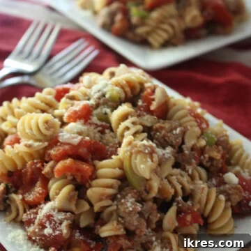 Classic American Goulash with pasta and meat sauce in a bowl.