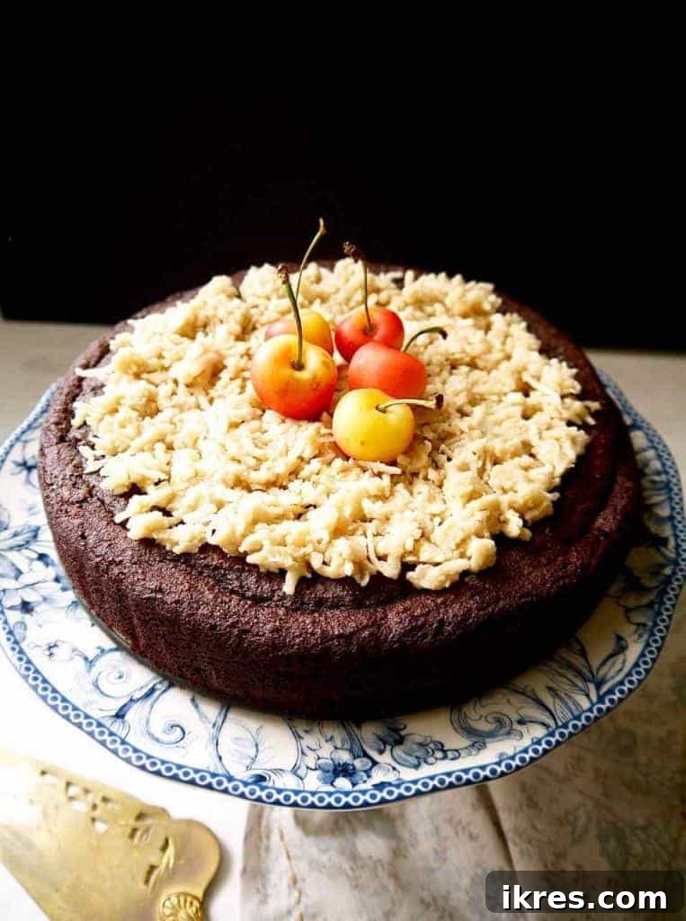 Paleo German Chocolate Cake Gluten and Dairy Free 2 Paleo German Chocolate Cake with creamy caramel coconut topping