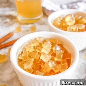 Apple juice gelatin gummies in two bowls.