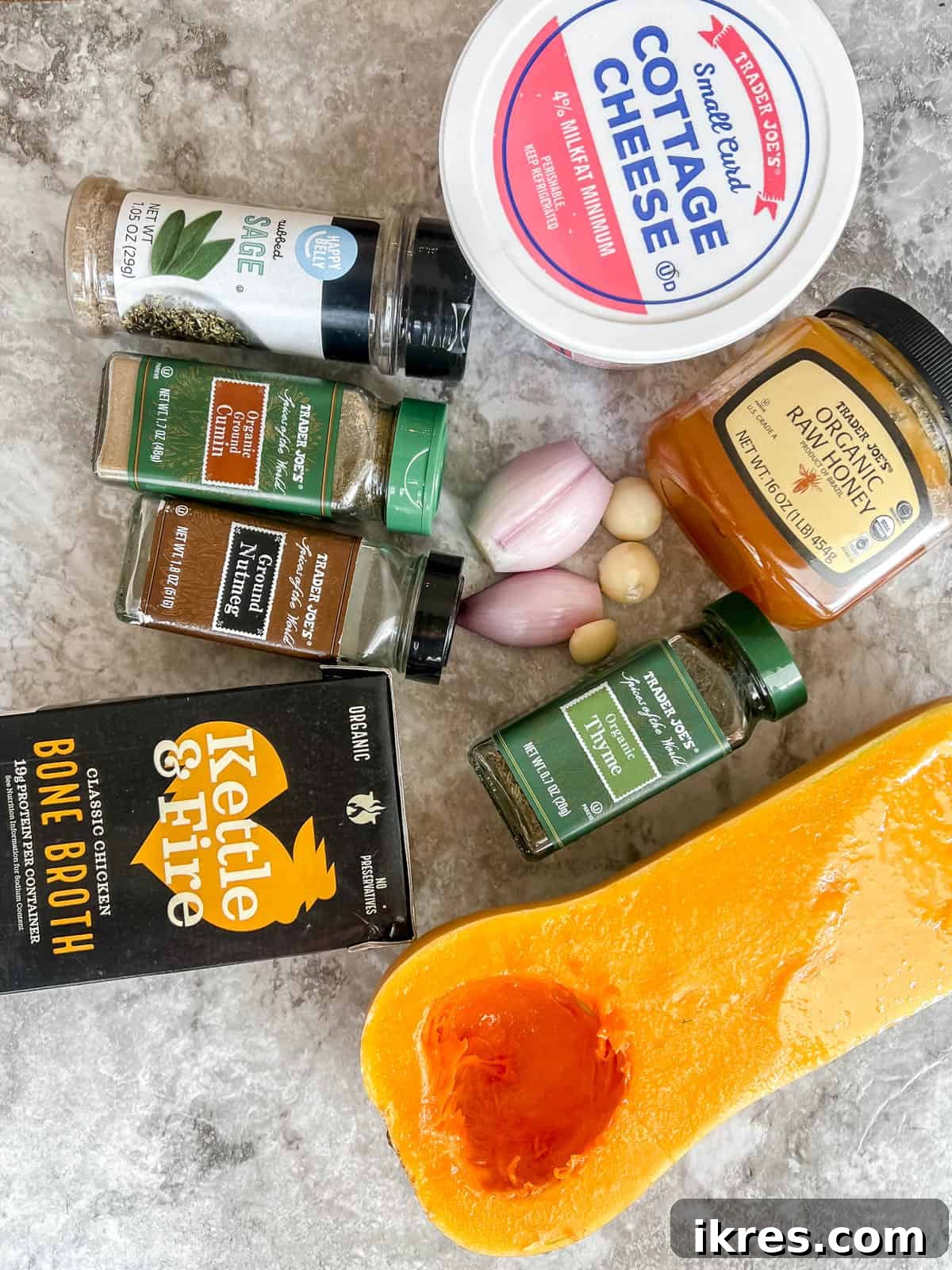 High protein butternut squash soup ingredients.