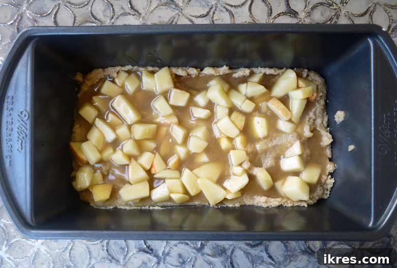 Grain Free Caramel Apple Banana Bread Delight 4 Caramel Apple Banana Bread with layers of rich caramel and sweet apples | Perchance to Cook