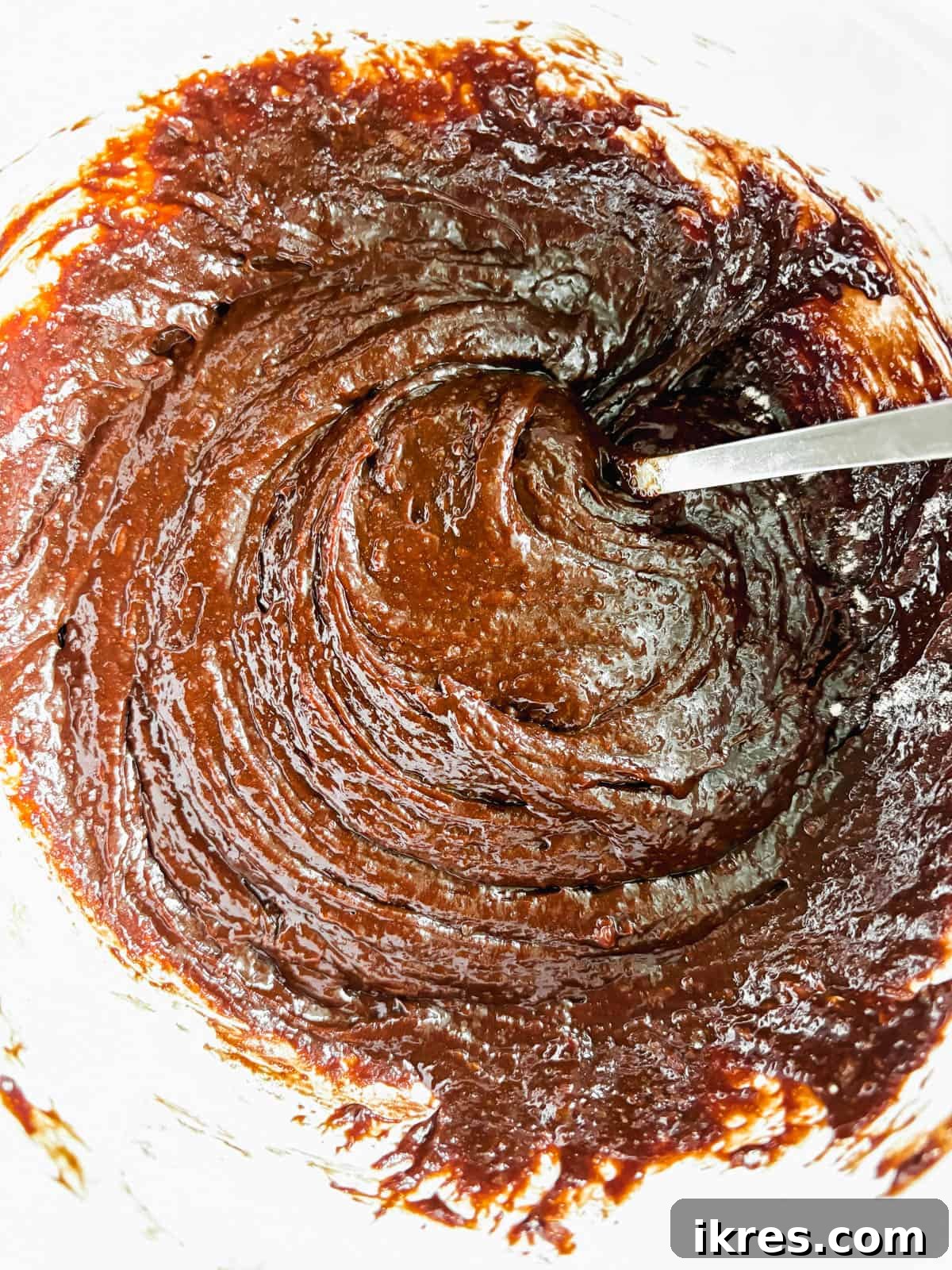 Liquid Gold Brownies 8 The combined olive oil brownie batter in a bowl.