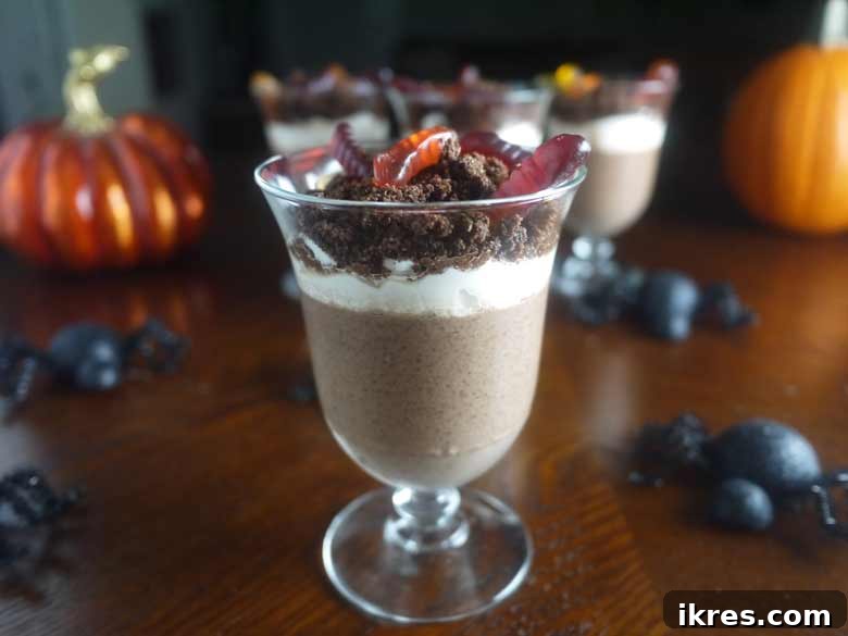 Paleo GF Clean Dirt Delight 7 Assembled Clean "Dirt" desserts in glasses ready to be served