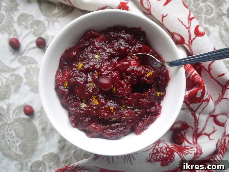 Wholesome Paleo Cranberry Sauce and Five Thanksgiving Sides for a Healthy Holiday Meal 4 Close-up of homemade paleo cranberry sauce with fresh cranberries