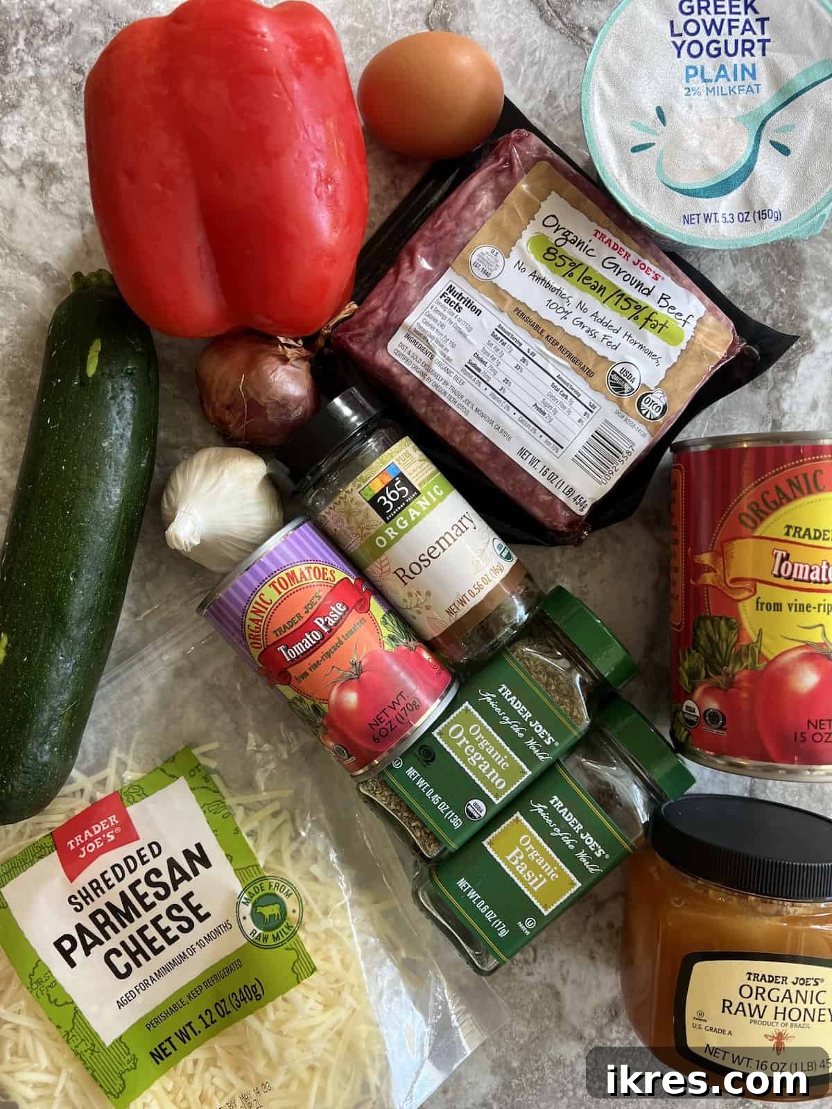 Zucchini Lasagna Reimagined: Gluten-Free, Meaty, and Mushroom Packed 4 All the fresh and flavorful ingredients meticulously laid out, ready to be transformed into a delicious zucchini mushroom lasagna.