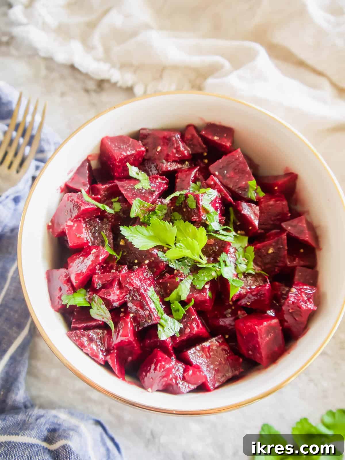 Provencal Beet Salad with Tangy Mustard Vinaigrette 5 Delicious Beet Salad with Mustard Vinaigrette served in a white bowl, capturing its vibrant color and freshness.