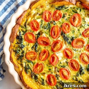 Zucchini and Kale Sweet Potato Crust Quiche freshly baked and ready to serve.