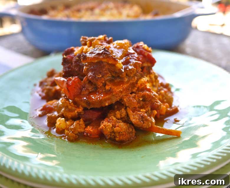 Sweet Potato and Ground Turkey Enchilada Casserole after baking, a wholesome paleo and gluten-free dish from Perchance to Cook.