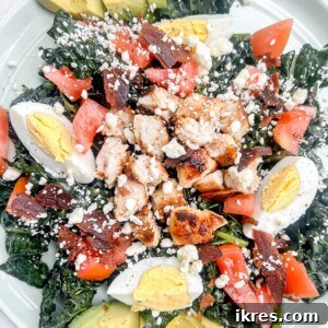 Healthy Kale Cobb Salad, served on a plate.