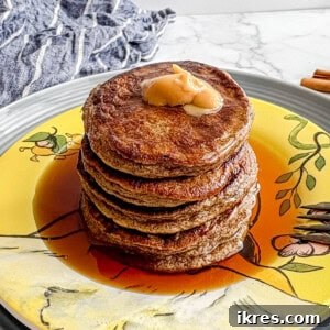 A stack of chia flax protein pancakes.