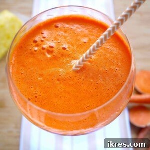 Sweet potato juice in a glass.