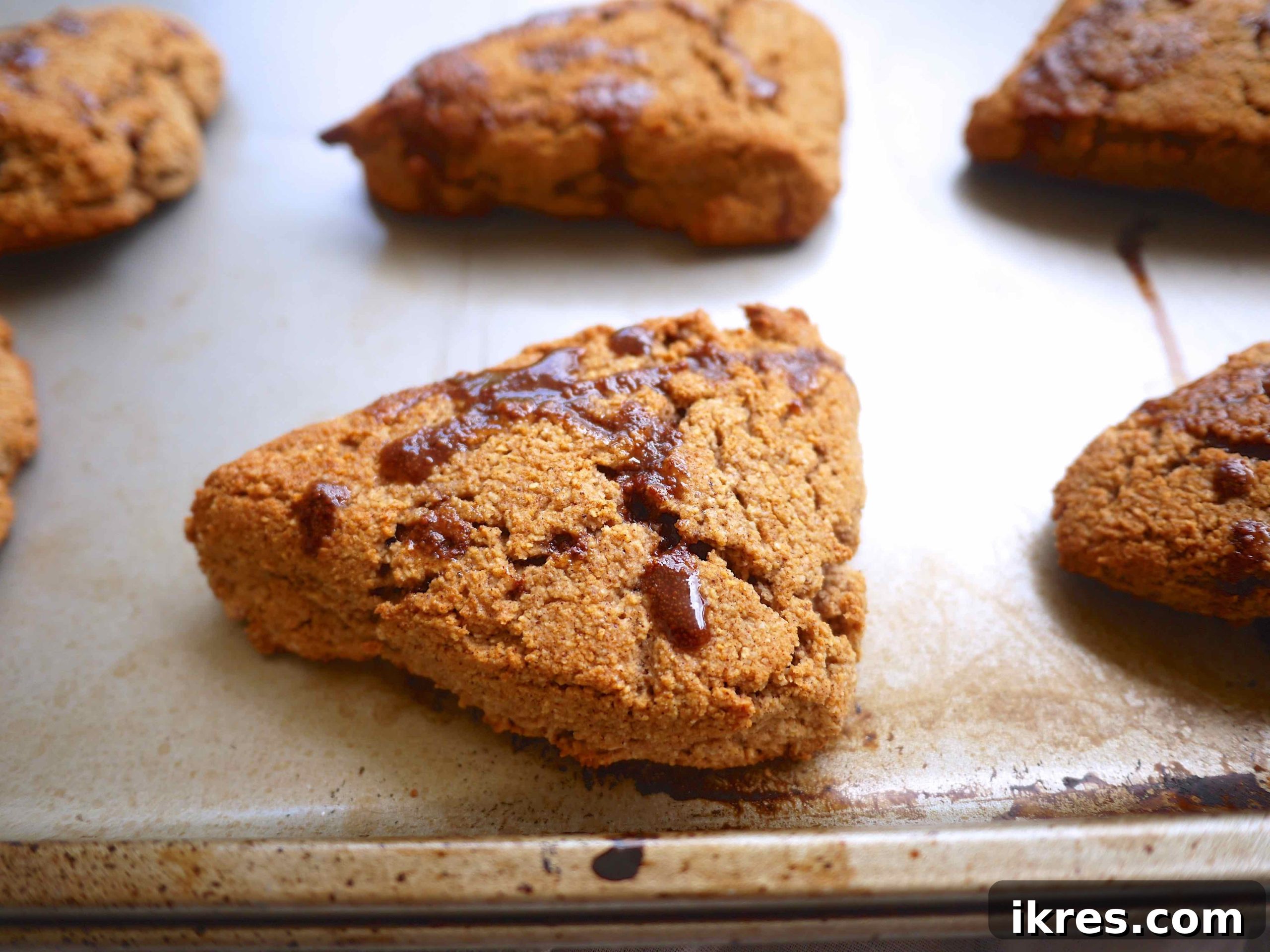 Cinnamon Paleo Scones 8 Paleo scones freshly baked and golden brown.