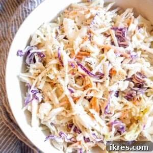 Creamy Paleo Coleslaw in a bowl, ready to serve.