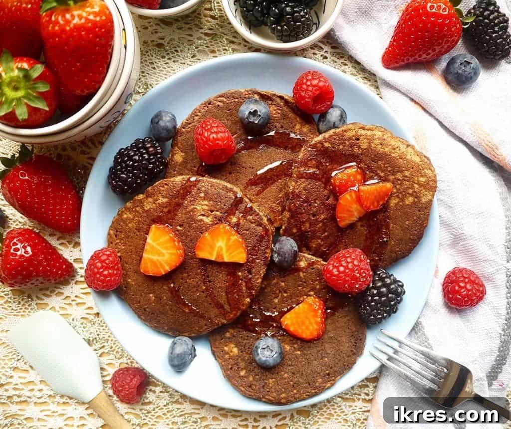 Treat your taste buds and your body to these Chocolatey Cocoa Paleo Pancakes (GF) | Perchance to Cook, www.perchancetocook.com