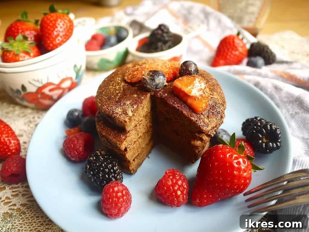 The perfect healthy weekend treat: Chocolatey Cocoa Paleo Pancakes (GF). | Perchance to Cook, www.perchancetocook.com