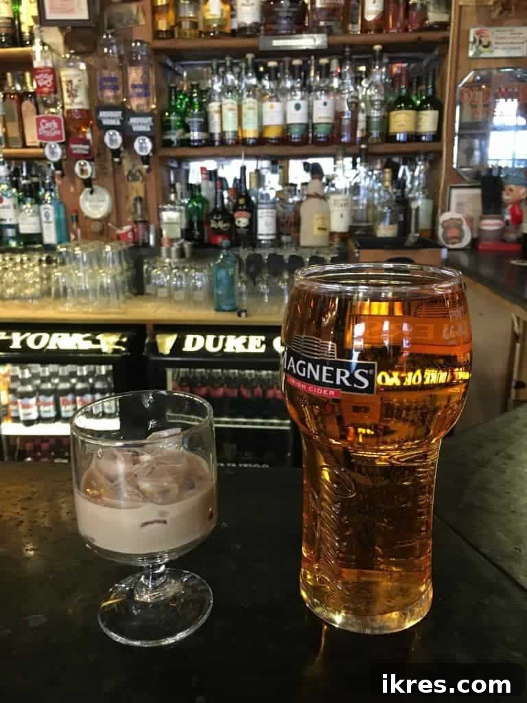 Refreshing Magners Apple Cider and Baileys Irish Cream, alternative drinks at Duke of York.