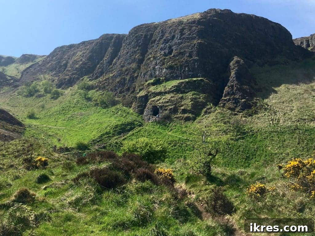 Stunning coastal views from one of the caves on Cave Hill, overlooking the Irish Sea.