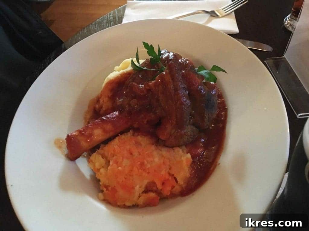 Southeast Ireland's Treasures: Kilkenny, Cashel, Durrow, and Wedding Memories 34 Hearty Irish lamb dish with mashed vegetables at Cellar Bar, Cashel