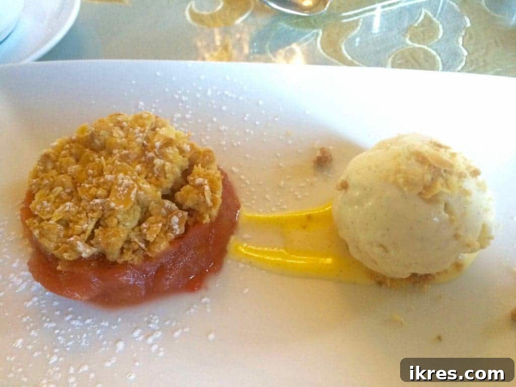 Southeast Ireland's Treasures: Kilkenny, Cashel, Durrow, and Wedding Memories 42 Delicious plum crumble dessert with fresh cream at Castle Durrow