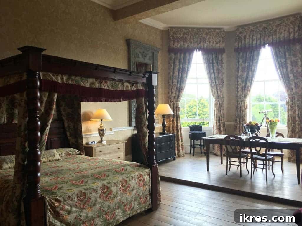 Southeast Ireland's Treasures: Kilkenny, Cashel, Durrow, and Wedding Memories 48 Cozy fireplace and seating area within Castle Durrow, exuding warmth