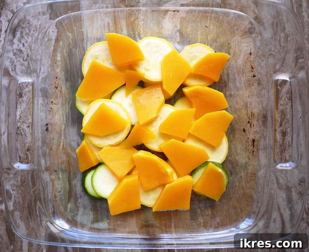 Paleo Gluten Free Squash Au Gratin 6 Layering squash in a baking dish