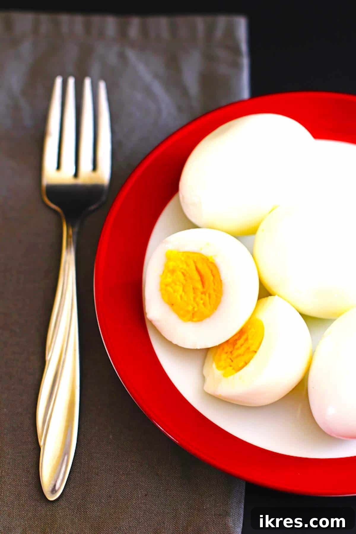 Quick Creamy Egg Salad 4 Sliced hardboiled eggs for making easy egg salad.