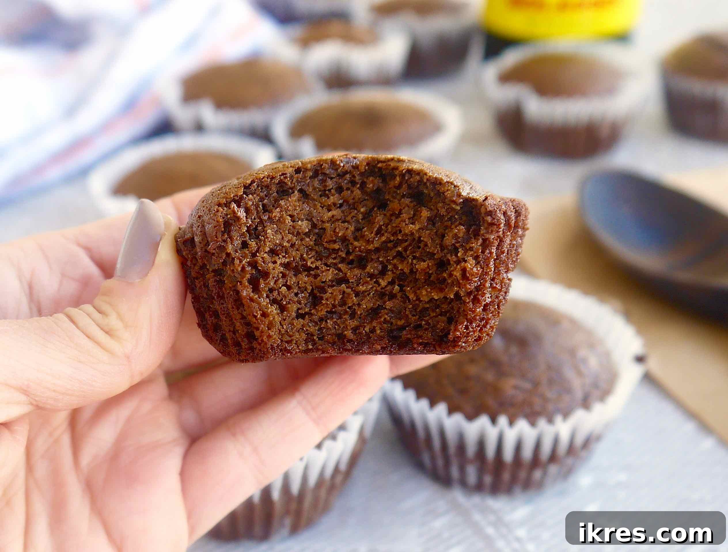 A batch of baked chestnut flour gingerbread muffins arranged beautifully, ready to be served.