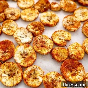 Baked Paprika Garlic Plantain Chips (Paleo, GF) | Perchance to Cook