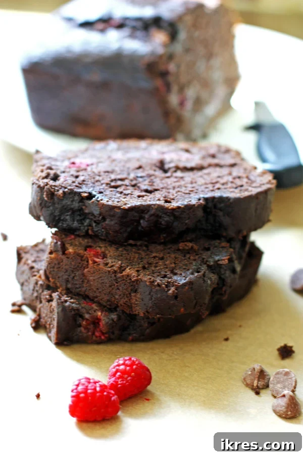 Decadent Dark Chocolate Raspberry Banana Bread 4 Dark Chocolate Raspberry Banana Bread