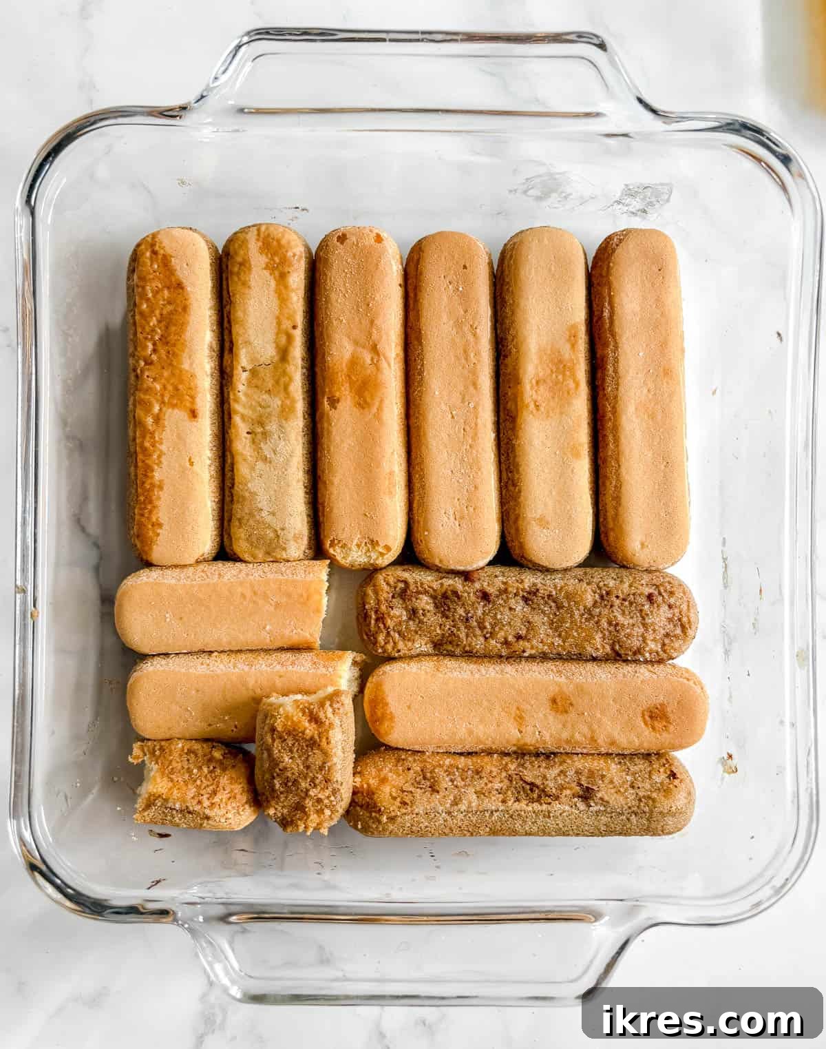 Layer of soaked lady fingers.