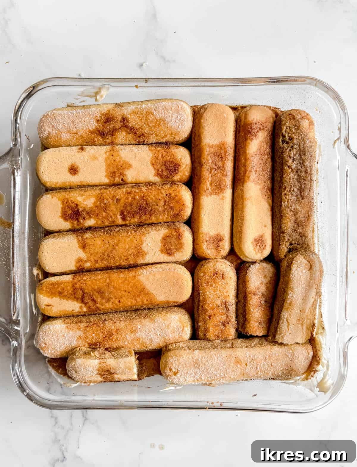 Second layer of soaked lady fingers.